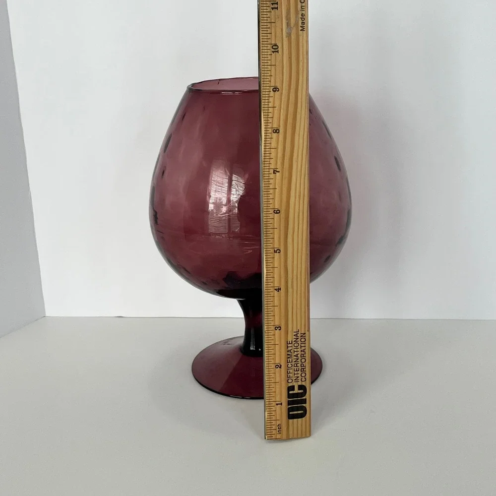 Amethyst Purple Hand Blown empoli Glass Oversized Brandy Snifter Vase‎ 9.5 Inch